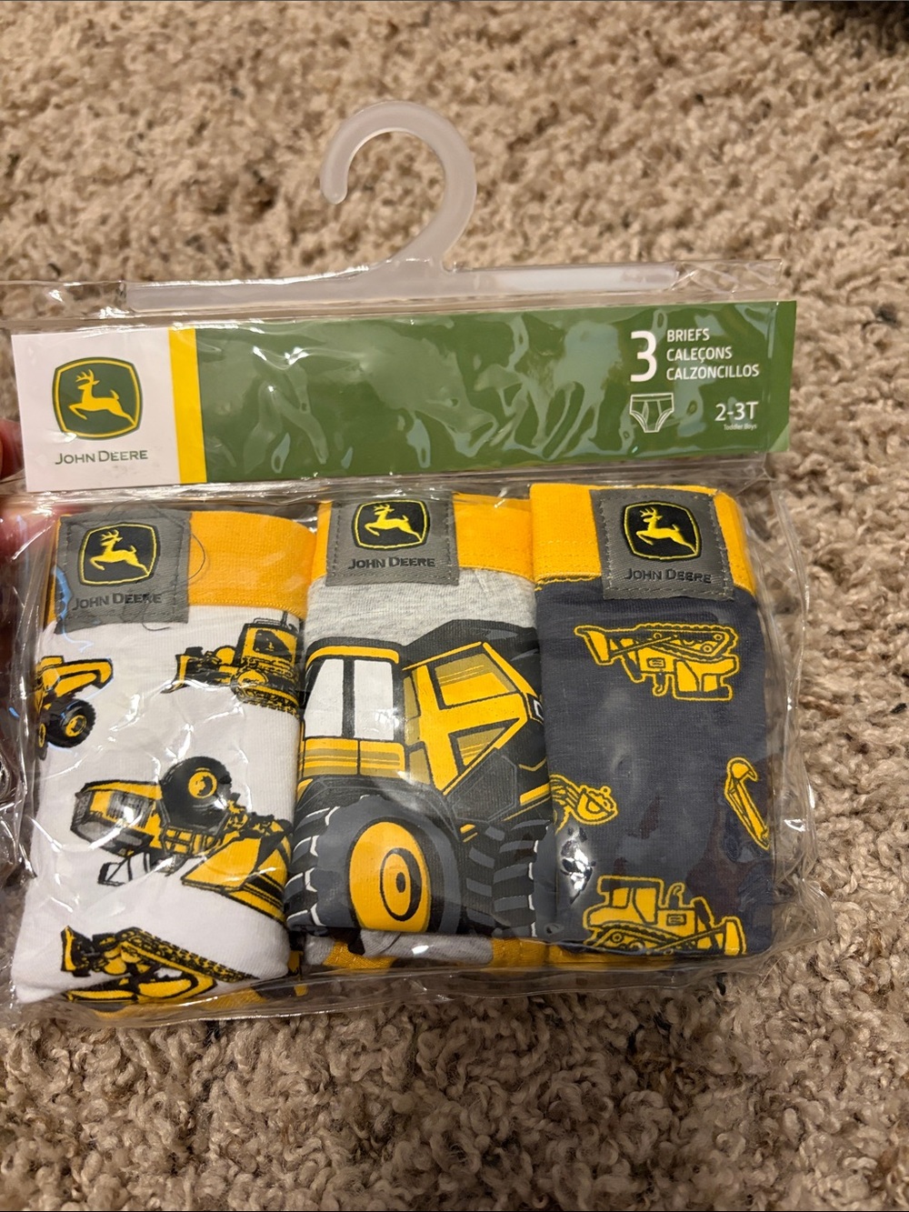 John Deere Boys' Yellow, Gray and White Vehicle Briefs - 3 Pack